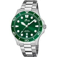 Lotus Stijlvolle Heren Groene en Zilveren Horloge 18759/2