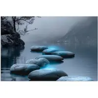 PosterMonkey Poster 30x20 cm - Stenen - Water - Bomen - Natuur - Posters - Wanddecoratie badkamer - Muurdecoratie WC - Decoratieve accessoires - Toilet muur decoratie