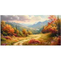 PosterMonkey Poster 40x20 cm - Landschap - Illustratie - Natuur - Posters - Kamer decoratie - Wanddecoratie woonkamer - Muurdecoratie slaapkamer