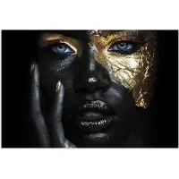 PosterMonkey Poster 120x80 cm - Vrouw - Goud - Portret - Modern - Zwart - Abstract - Posters - Kamer decoratie - Wanddecoratie woonkamer - Muurdecoratie slaapkamer