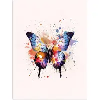 PosterMonkey Poster 30x40 cm - Vlinder - Roze - Verf - Kleurrijk - Posters - Kamer decoratie accessoires - Wanddecoratie kinderkamer - Muurdecoratie babykamer
