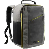 Cabin max CabinMax Manhatten – Handbagage 20L Ryanair – Rugzak – Schooltas - 40x20x25 cm – Compact Reistas – Lichtgewicht – Grijs/Geel