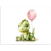 PosterMonkey Poster 120x90 cm - Draak - Baby dier - Roze ballon - Posters - Kamer decoratie accessoires - Wanddecoratie kinderkamer - Muurdecoratie babykamer