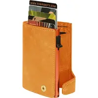 Tony Perotti Furbo Maya leren dames Pasjeshouder RFID met papier- en kleingeldvak - Oranje