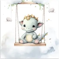 PosterMonkey Poster 50x50 cm - Draak - Baby dier - Kinderen - Babykamer - Kinderkamer - Posters - Kamer decoratie accessoires - Wanddecoratie kinderkamer - Muurdecoratie babykamer
