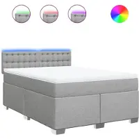 vidaXL Boxspring met matras stof lichtgrijs 140x200 cm