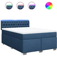 vidaXL Boxspring met matras stof blauw 160x200 cm