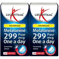 Lucovitaal 2x Melatonine Puur 0,299mg Time Released 200 tabletten