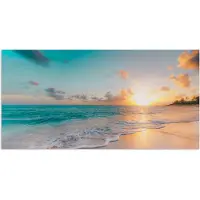 PosterMonkey Poster 160x80 cm - Zonsondergang - Strand - Zee - Zomer - Blauw - Posters - Kamer decoratie - Wanddecoratie woonkamer - Muurdecoratie slaapkamer