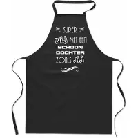 Mijncadeautje Super blij met - Schoondochter - keukenschort - kookschort - BBQ schort - 100% katoen - leeftijd - geboortejaar - verjaardag en feest - cadeau - kado - unisex - zwart