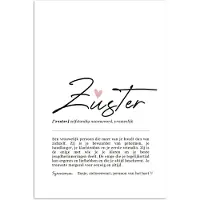 PosterMonkey - Poster - Betekenis - Zus - Cadeau voor haar - Cadeau voor vrouw - Wanddecoratie - Woonkamer - Slaapkamer - 60x90 cm