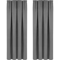 OEM Gordijnen - 2 stuks - Linnen - 100% Polyester - Gordijnroede/Gordijn/Vitrage - Verduisterend & Thermisch - Donkergrijs - 135x225cm