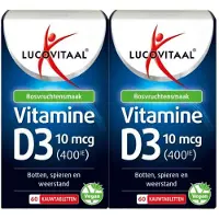 Lucovitaal 2x D3 10 Mcg (400ie) Vitamine Vegan Kauwtabletten 60 Kauwtabletten