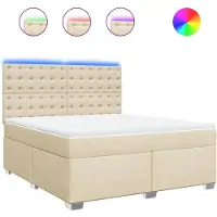 vidaXL Boxspring met matras stof crèmekleurig 180x200 cm