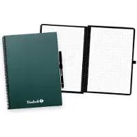 Bambook Colourful uitwisbaar notitieboek - Donkergroen (Forest) - A4 - Geruite pagina's - Duurzaam, herbruikbaar whiteboard schrift - Met 1 gratis stift