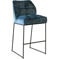 Livin24 Velvet barkruk Janna blauw 82 cm