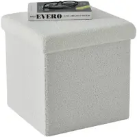 Acaza Opvouwbare Poef met Opbergruimte - 37x37x37 cm - Wit