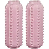 Mica Decorations Vaas - 2x - boaz - gebobbeld - roze - 30 x 11 cm - Vazen