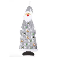 Heitmann DECO Vilten adventskalender Santa - adventskalender om te vullen en op te hangen - Kerstman grijs wit