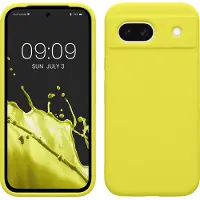 Kwmobile telefoonhoesje geschikt voor Google Pixel 8a - Hoesje met siliconen coating - Smartphone case in citroengeel