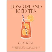 PosterMonkey Poster 90x120 cm - Cocktail - Long Island Iced Tea - Oranje - Vintage - Posters - Wanddecoratie keuken - Muurdecoratie woonkamer - Decoratieve accessoires - Kamer muur decoratie