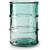 Jodeco Bloemenvaas Barril - transparant blauw - eco glas - 14 x 20 cm - cilinder vaas