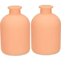 Jodeco Bloemenvaas Avignon - 2x - glas - mat terra - H17 x D11 cm
