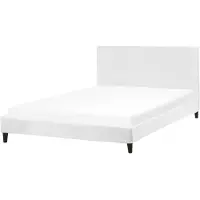 Beliani FITOU - Bekleding bed - Wit - 160 x 200 cm - Fluweel