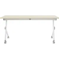 Beliani BENDI - Inklapbaar bureau - Lichthout/Wit - 160 x 60 cm - Staal