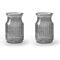 Jodeco Bloemenvazen - 2x stuks - smoke grijs/transparant glas - H20 x D12.5 cm