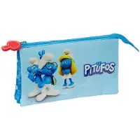 Safta Pennenetui met 2 vakken Los Pitufos Blauw 22 x 12 x 3 cm