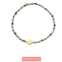 Go Dutch Label Day&Eve by Armband (Sieraad) Elastisch Klaver Kralen Blauw