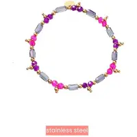 Go Dutch Label Day&Eve by Armband (Sieraad) Elastisch Kralen Balletjes Fuchsia