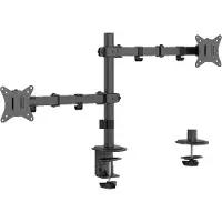 Gembird Bureau Monitorarm voor Dubbele Monitoren, 17–32 Inch, Tot 9 kg per Monitor, Rotatie, Kanteling & Zwenking, VESA-compatibel, Ingebouwd Kabelbeheer, Zwart