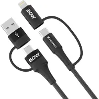 Wozinsky - WNBAA - 4in1 kabel 2x USB-C 1x USB-A 1x Lightning 60W - 1 - m - zwart