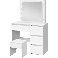 Lykke make-uptafel met verlichting, model Amelia, 94 cm, wit