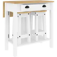 vidaXL 3-delige Barset massief grenenhout wit