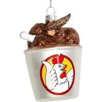 HD Collection Kerst Ornament Kana Emmer Met Kip Wit / Bruin 7,6 X 6,8 X 10,4 Cm