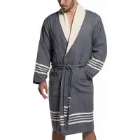 Lalay Gevoerde hamam badjas Krem Sultan navy van Lalay