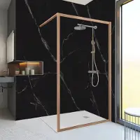 Regn Nature Inloopdouche 100x200cm - Houtlook - Veiligheidsglas - Douche, Douchewanden, Inloopdouche, Vaste Wand - 8720297698224