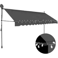 vidaXL Luifel handmatig uitschuifbaar met LED 400 cm antracietkleurig