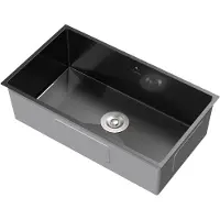 ML-Design Inbouwspoelbak 70x40 cm antraciet met roestvrijstalen afvoer en overloop ML design