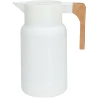 Excellent houseware Koffiekan thermoskan - 1L - dubbelwandig - kunststof - mat wit - Thermoskannen