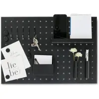 Zeller Memobord voor kantoor of thuis - metaal - zwart - incl. benodigdheden - 50 x 35 cm - Krijtborden