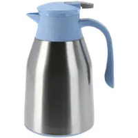 Excellent houseware Koffiekan thermoskan - 1L - dubbelwandig - kunststof - blauw - Thermoskannen