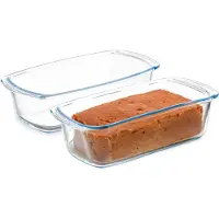 Vivalto Cakevorm/bakvorm - 2x - Borosilicaat glas - transparant - 27 x 14 x 7 cm - cake bakken - ovenschotel