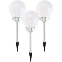Pro Garden Solar tuinlamp/prikspot bol - 5x - op zonne-energie - dia 15 cm - Prikspots tuinverlichting - Lampjes