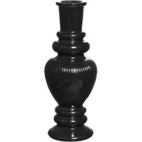 Ideas 4 Seasons Kaarsen kandelaar Venice - gekleurd glas - ribbel zwart - D5,7 x H15 cm