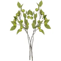 DK Design Kunstbloem fruit tak met appels - 2x - 76 cm - groen - Kunst zijdebloemen