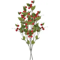 DK Design Kunstbloem fruit tak met appels - 3x - 90 cm - rood - Kunst zijdebloemen